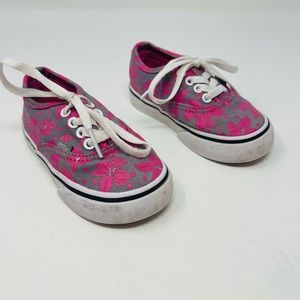 Vans Toddler Kids Hawaiian Pink Gray Flower Print Old Skool Sneakers Size 6